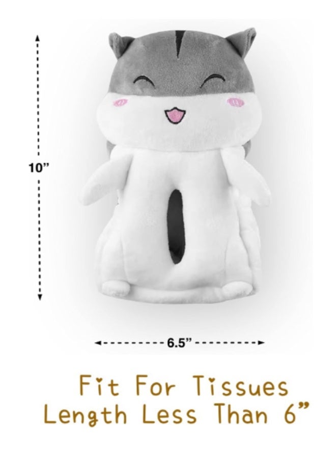 Arabest Soft Plush Tissue Holder Hanging Pouch Cute Cartoon Animals Paper Storage Tissue Tray Container Cover for Car, Home, Smiling Hamster - Image 2